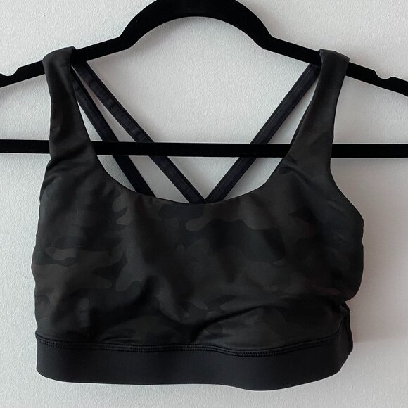 Lululemon Energy Bra Black Camo Size 4 - Picture 1 of 4